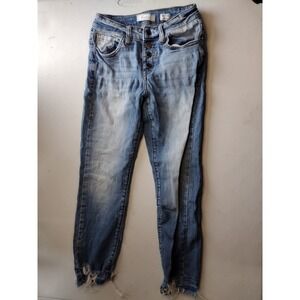 Kan Can Kids Jeans Size 12 Mid Rise Slim Fit Ankle Skinny Button Fly Distressed